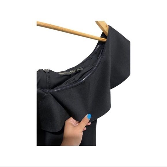 Guess black scuba ruffle bodycon dress size L - Picture 5 of 10